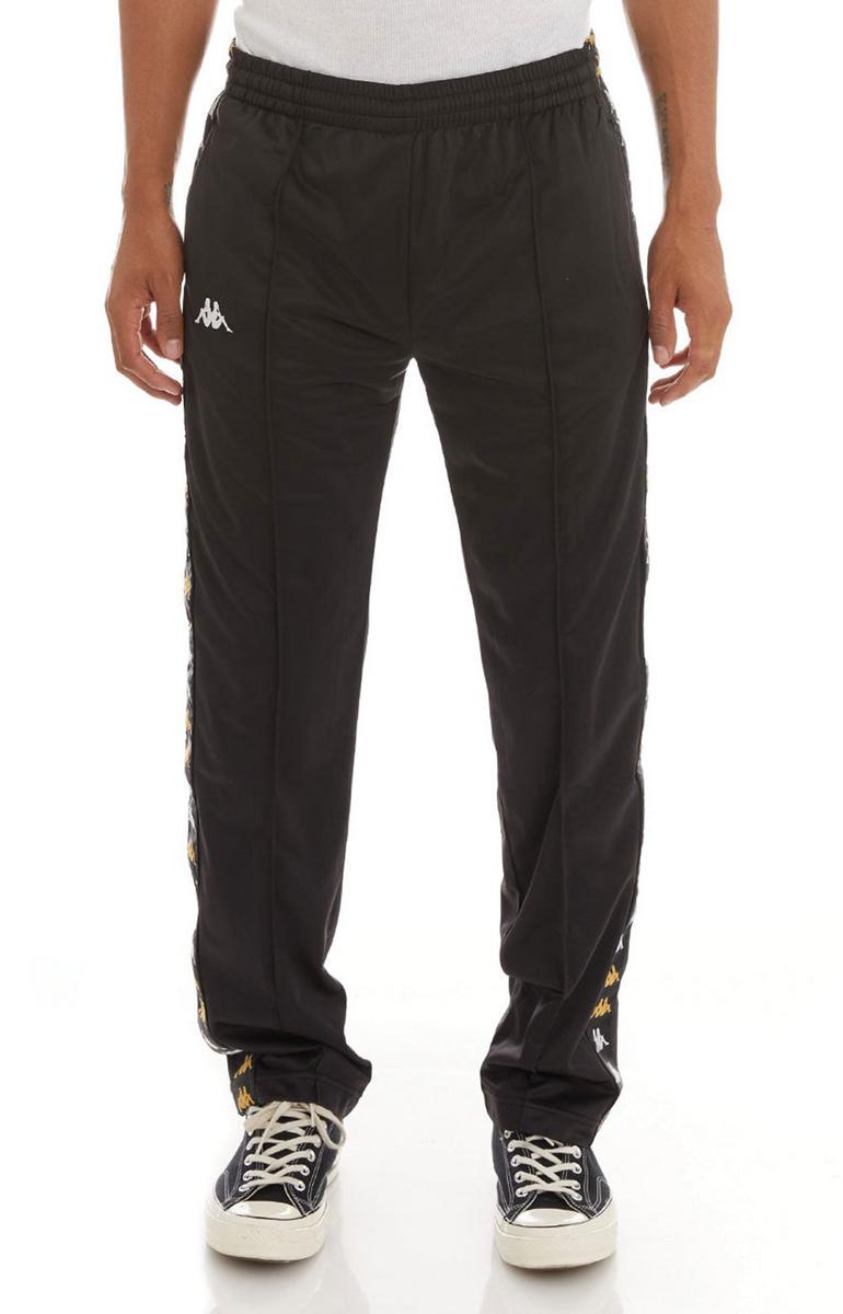 Kappa Men's Stylish 222 Banda Astoriazzin Track Pants - Black Smoke/Lt Yellow/Bright White