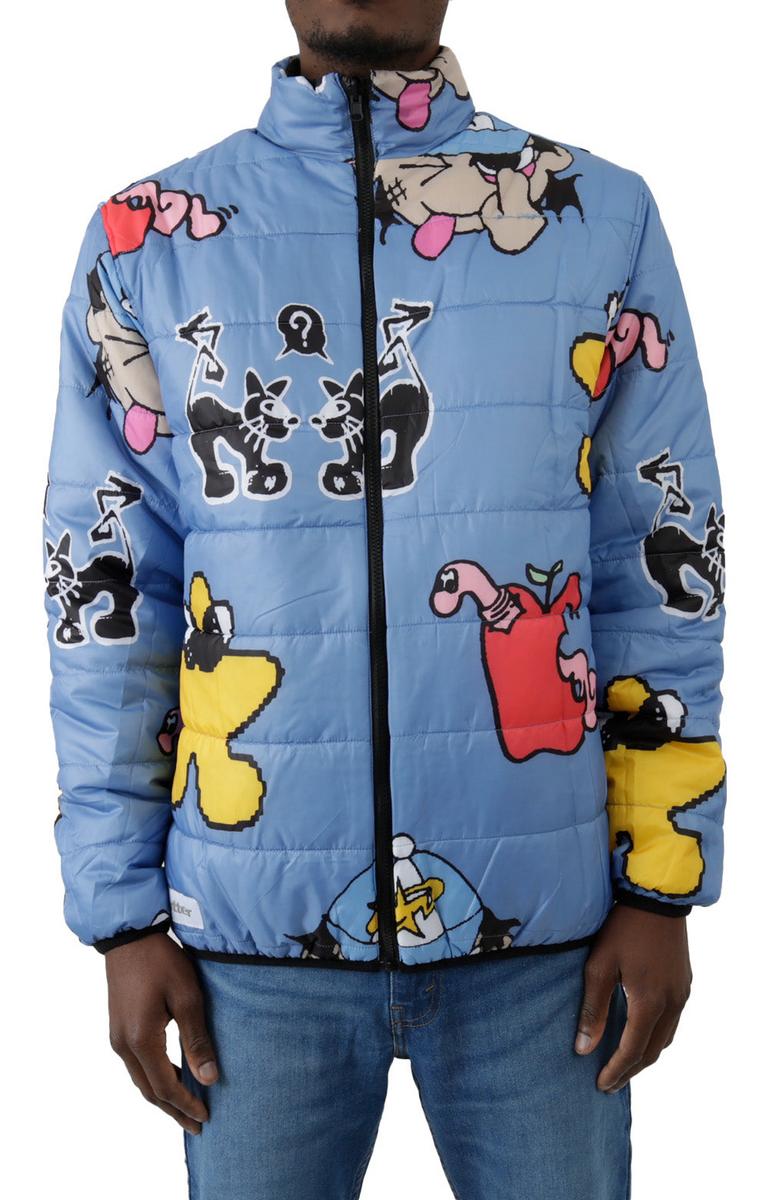 Jun Reversible Dual-Sided Quilted Puffer Jacket - Military/Gray