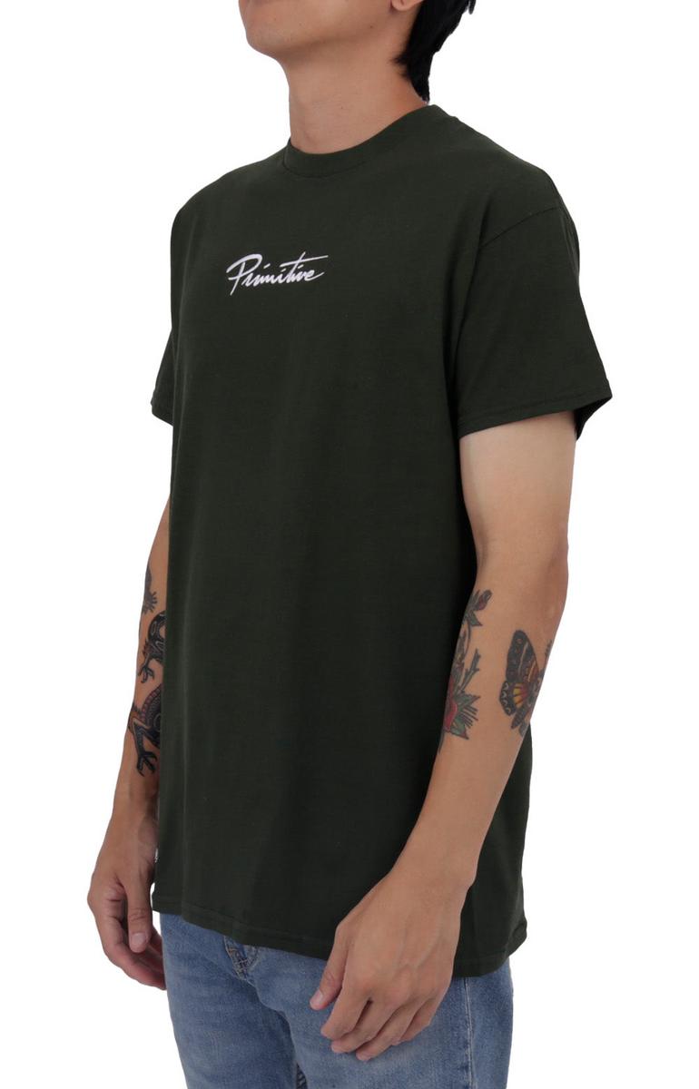 Primitive x My Hero Academia - Stunning Katsuki Bakugo Dirty P T-Shirt in Forest Green