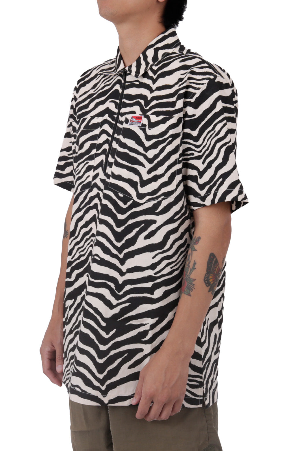 Stunning Zebra Half-Zip Shirt in White/Black - Grab Yours Now!