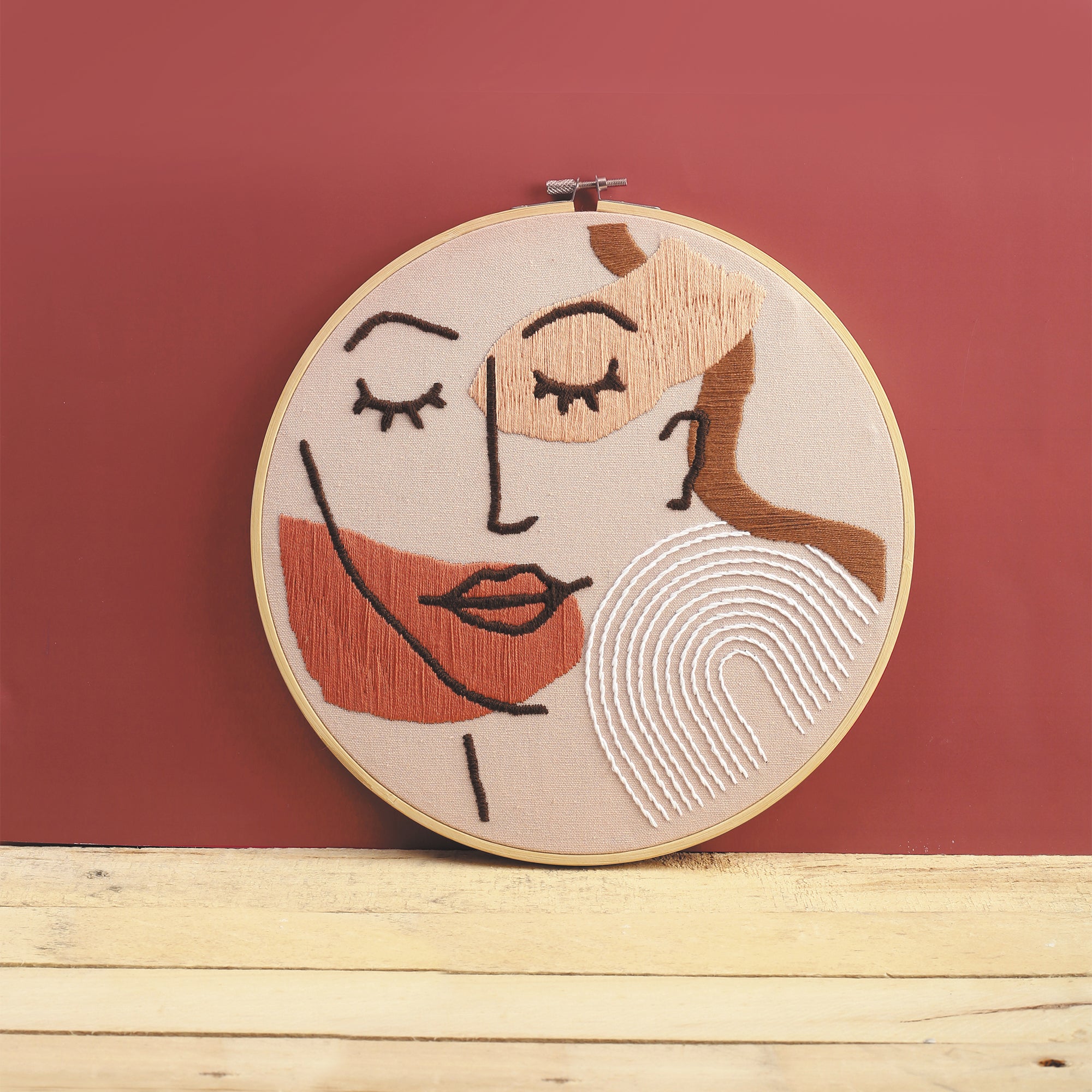 Enchanting DIY Line Art Face Embroidery Kit