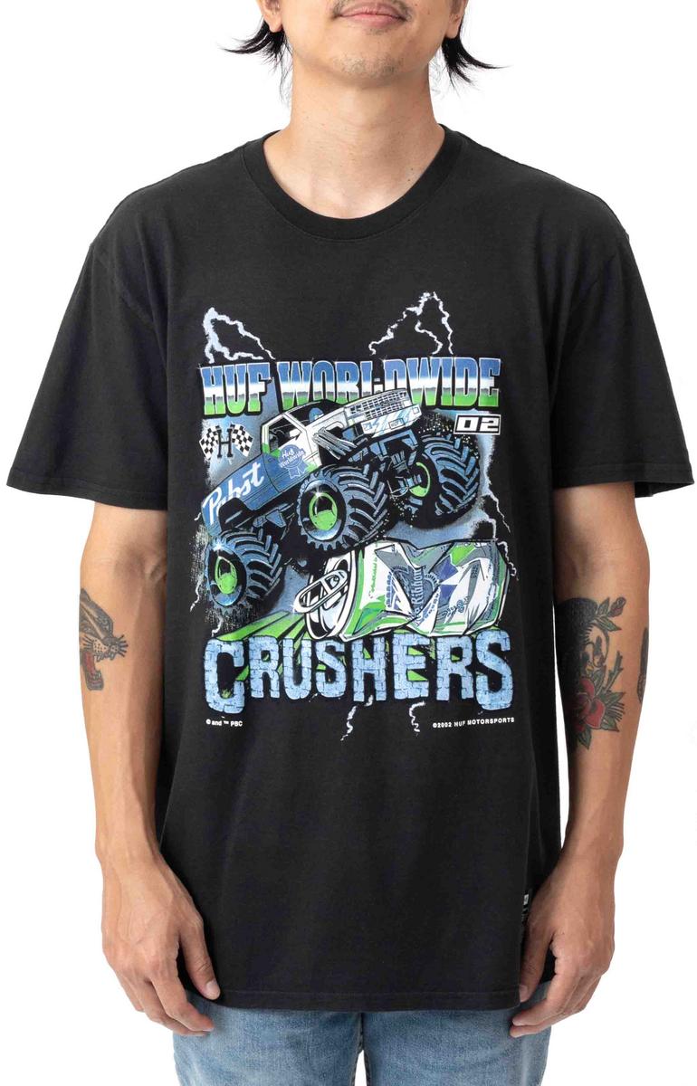 Pabst Blue Ribbon x HUF Retro Monster Truck Washed Black Tee - An Epic Collaboration!