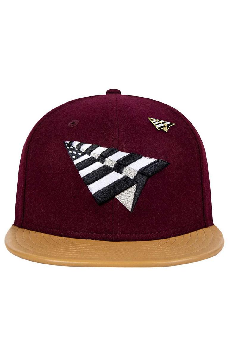 Stunning Burgundy Melton Wool Hat with Leather Strap-Back by Paper Planes - A Must-Have!