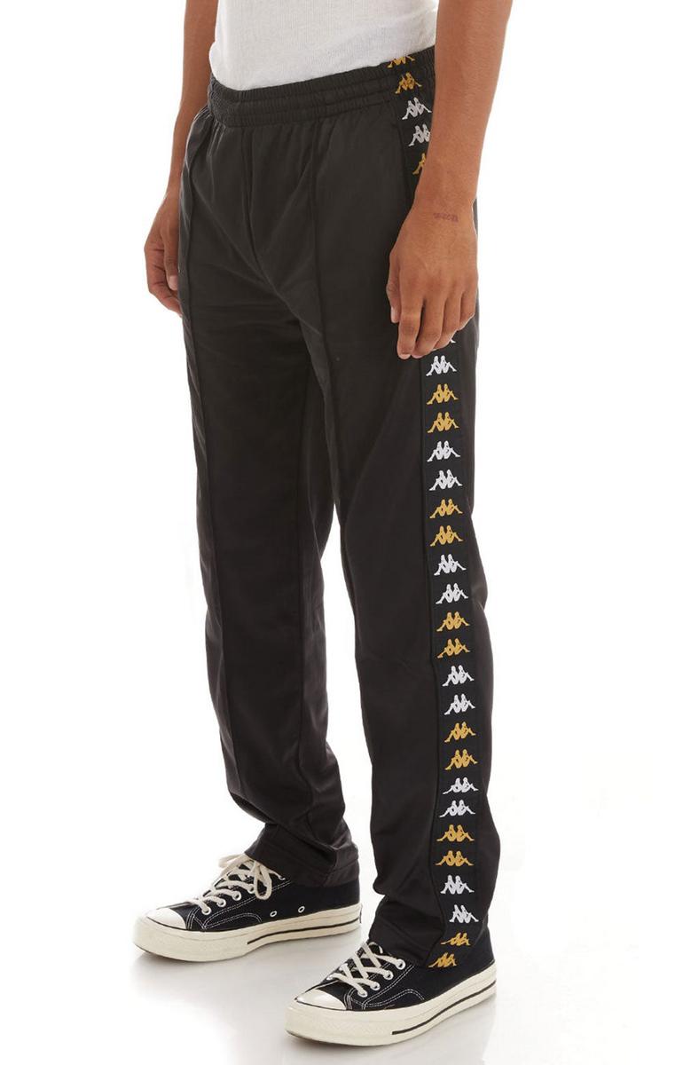Kappa Men's Stylish 222 Banda Astoriazzin Track Pants - Black Smoke/Lt Yellow/Bright White