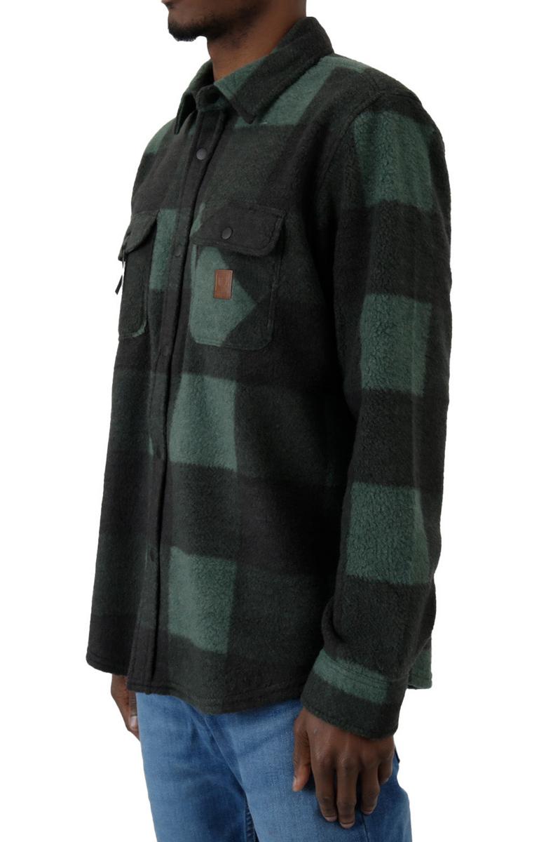 Brixton Bowery Long Sleeve Stretch Fleece Shirt - Dark Green/Black: A Must-Have for Casual Layering!