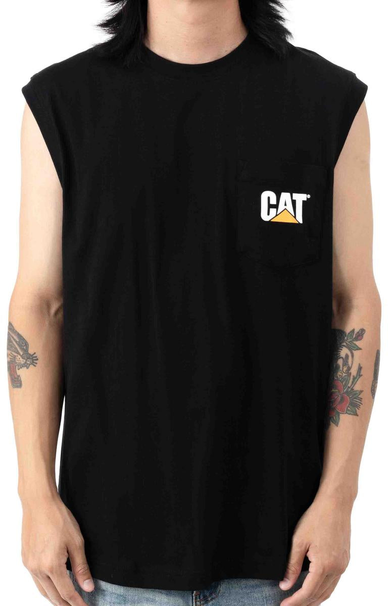 Caterpillar's Stunning Black Sleeveless Pocket T-Shirt