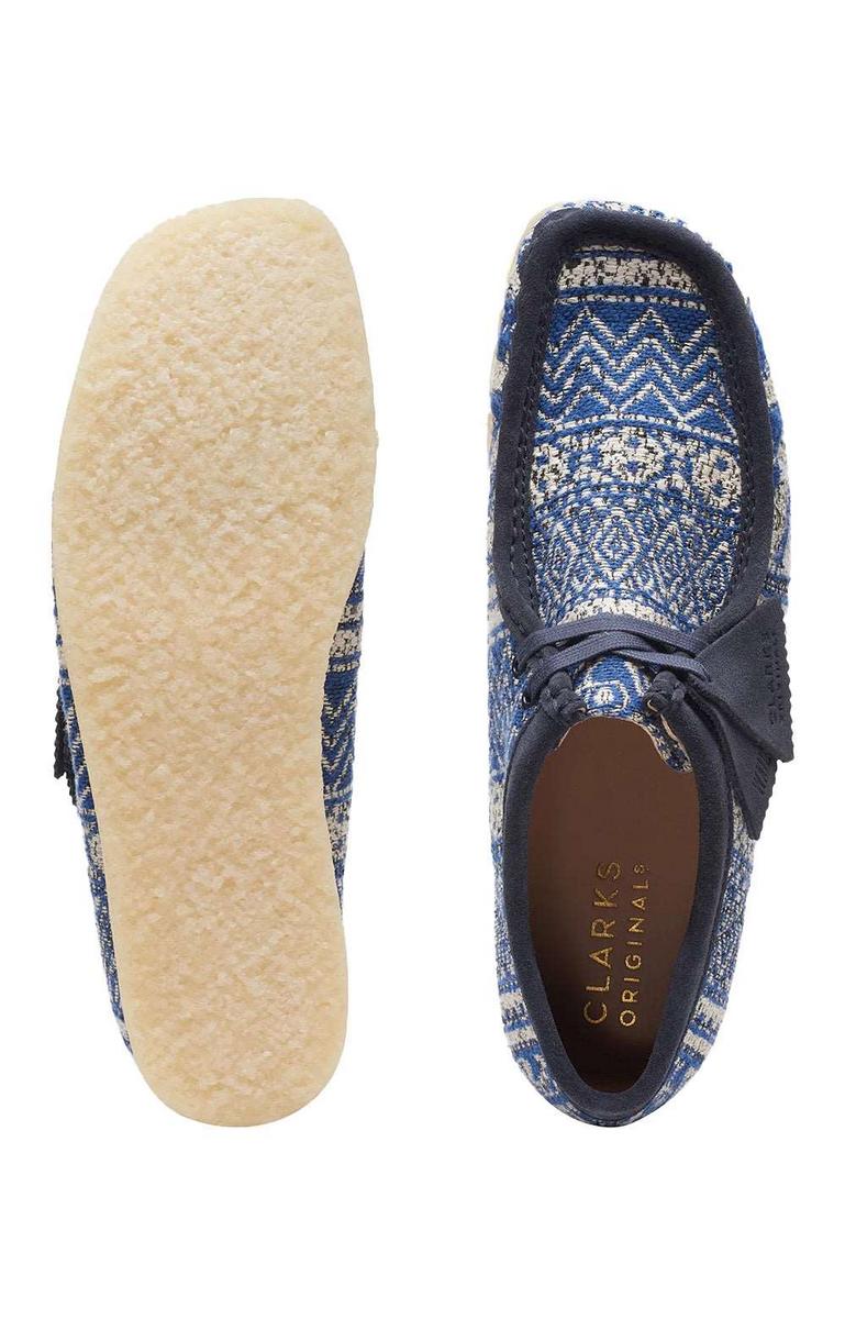 Stylish Blue Fabric Wallabee Boots by Clarks