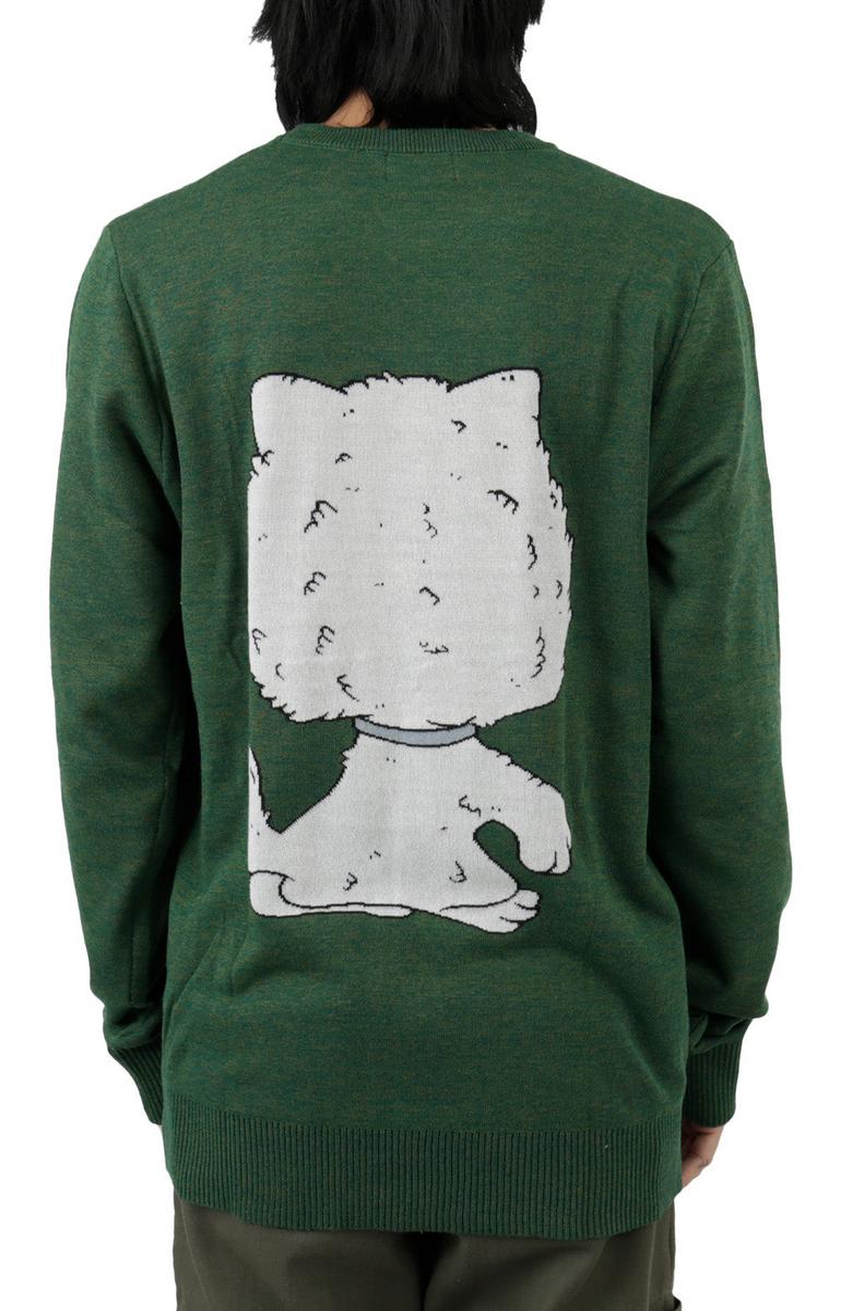 Stunning Oversized Big Head Knit Sweater in Pine Heather