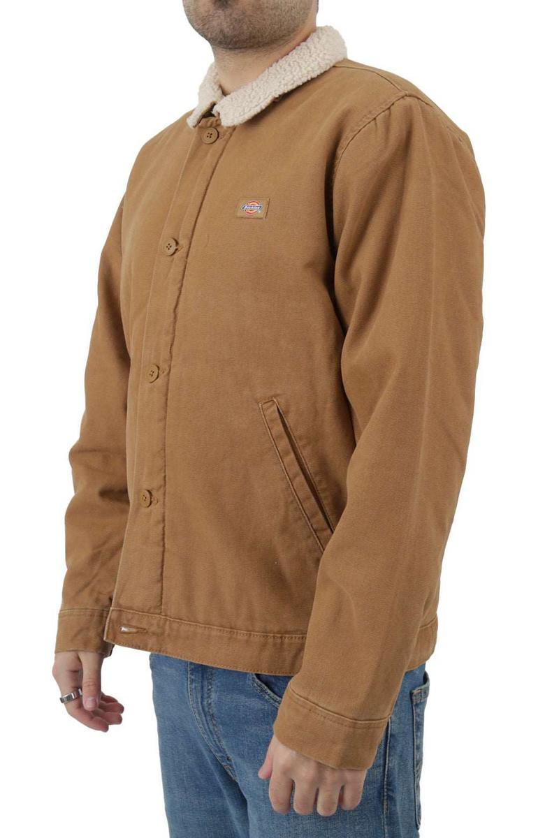 Dickies Stonewashed Brown Duck Canvas High Pile Fleece Jacket - TJR04SBD