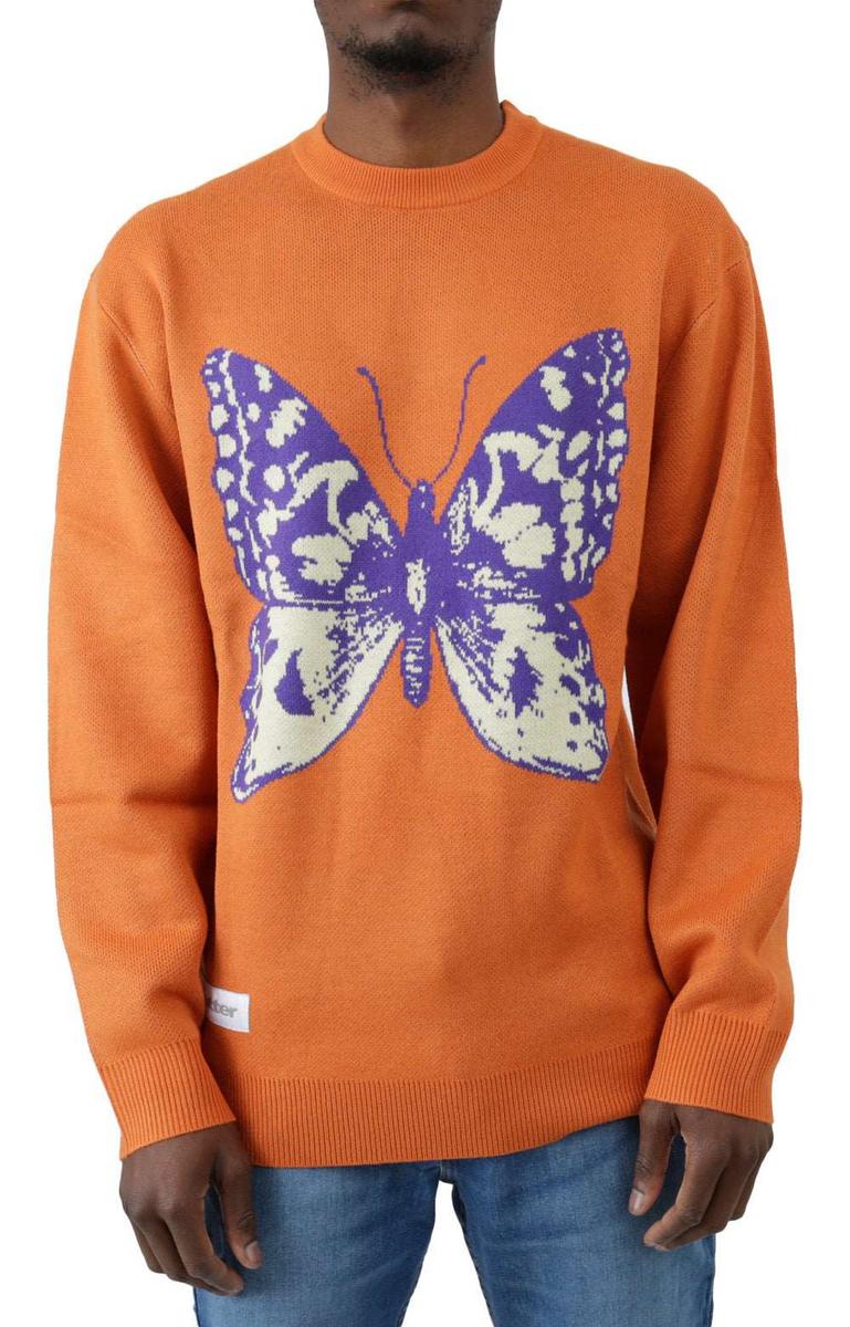 Gorgeous Burnt Orange Jacquard Butterfly Sweater - A Must - Have!