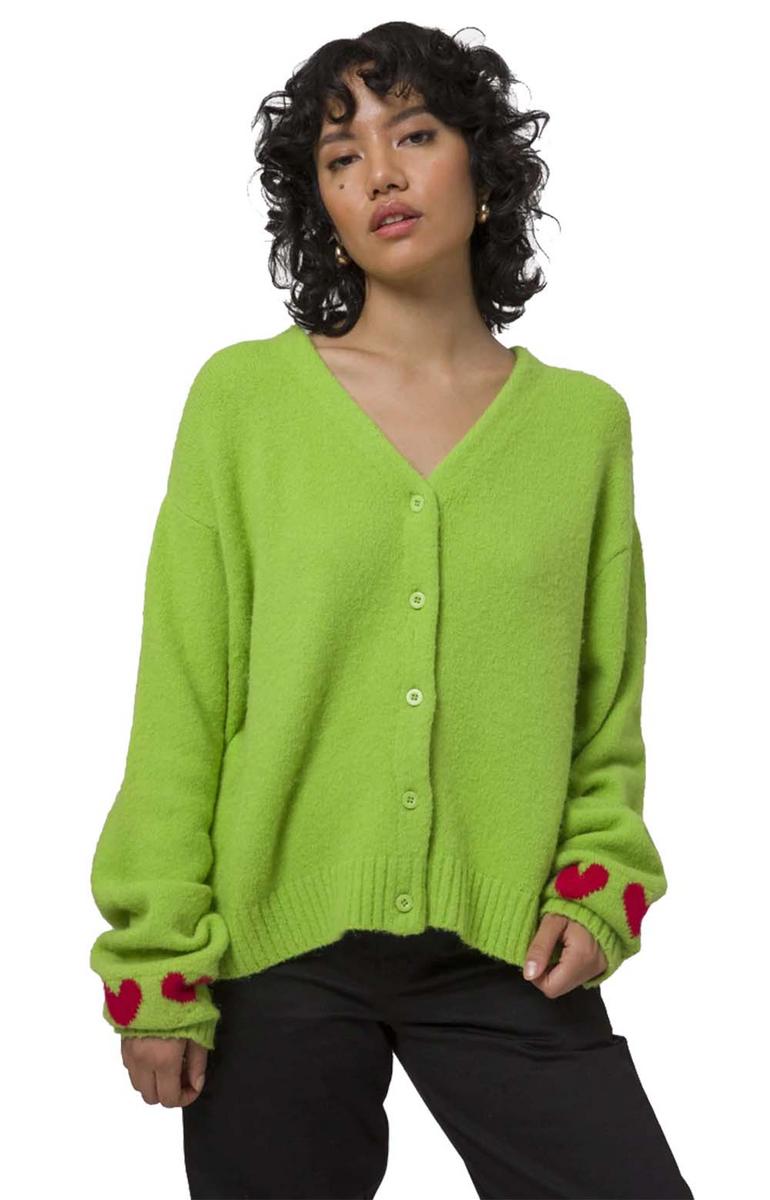 Huf's Enchanting Shroom Art Button-Up Sweater - Huf Green