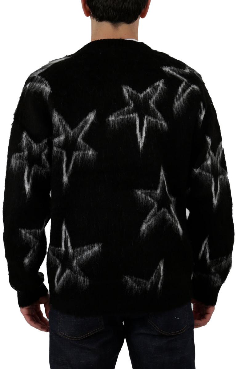 Obey's Stunning Black Multi Intarsia Pattern Cardigan