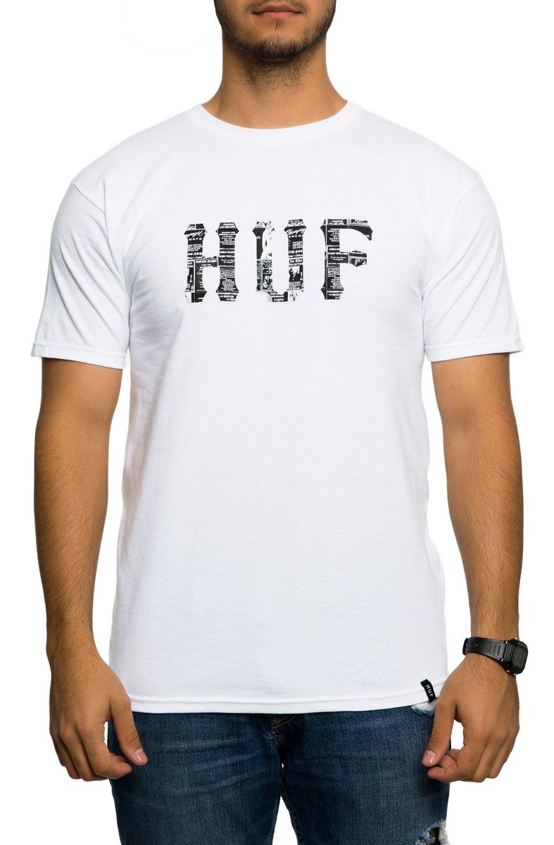 Huf's Stunning White Classic Logo Classifieds Tee