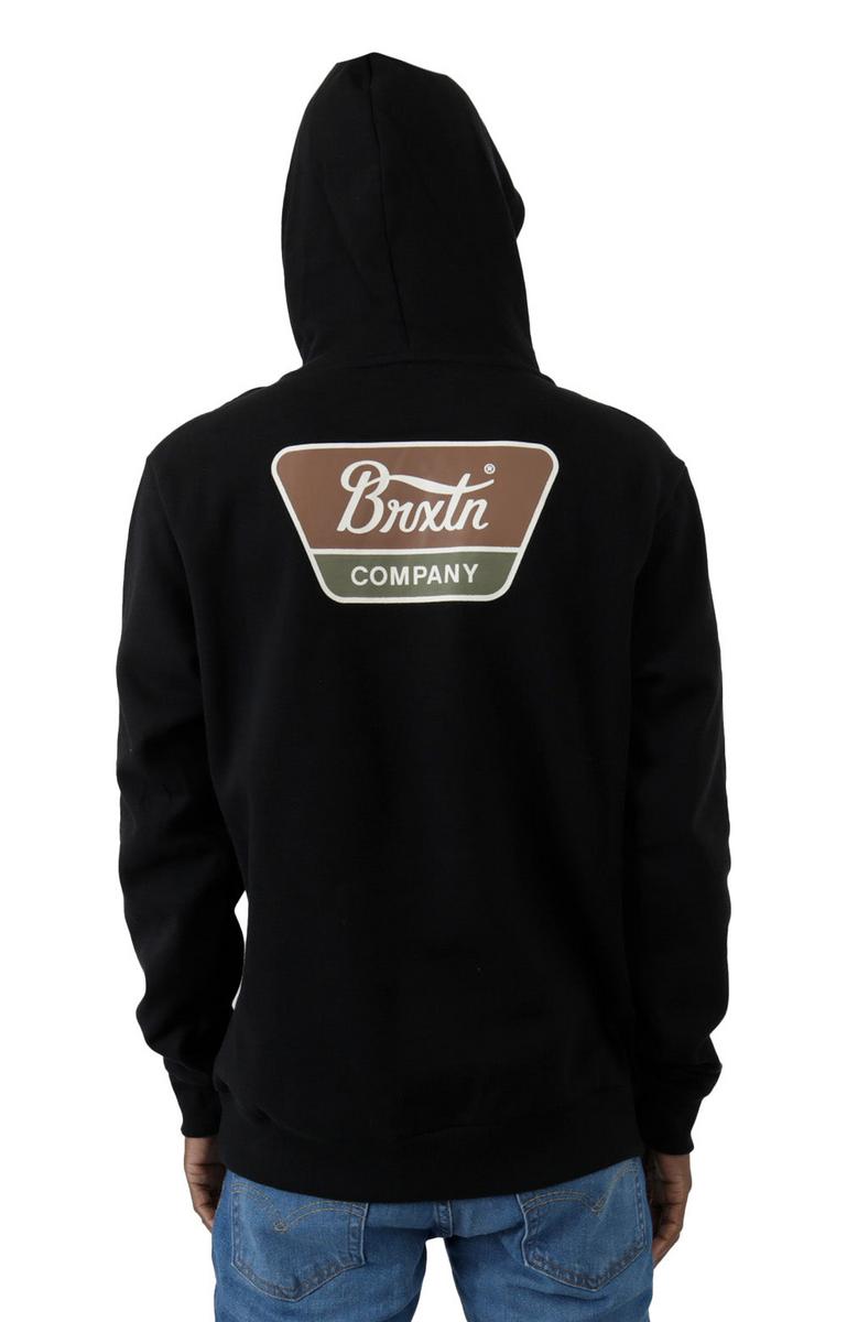 Brixton Linwood Black/Bison Eco-Friendly Pullover Hoodie - Stylish & Sustainable
