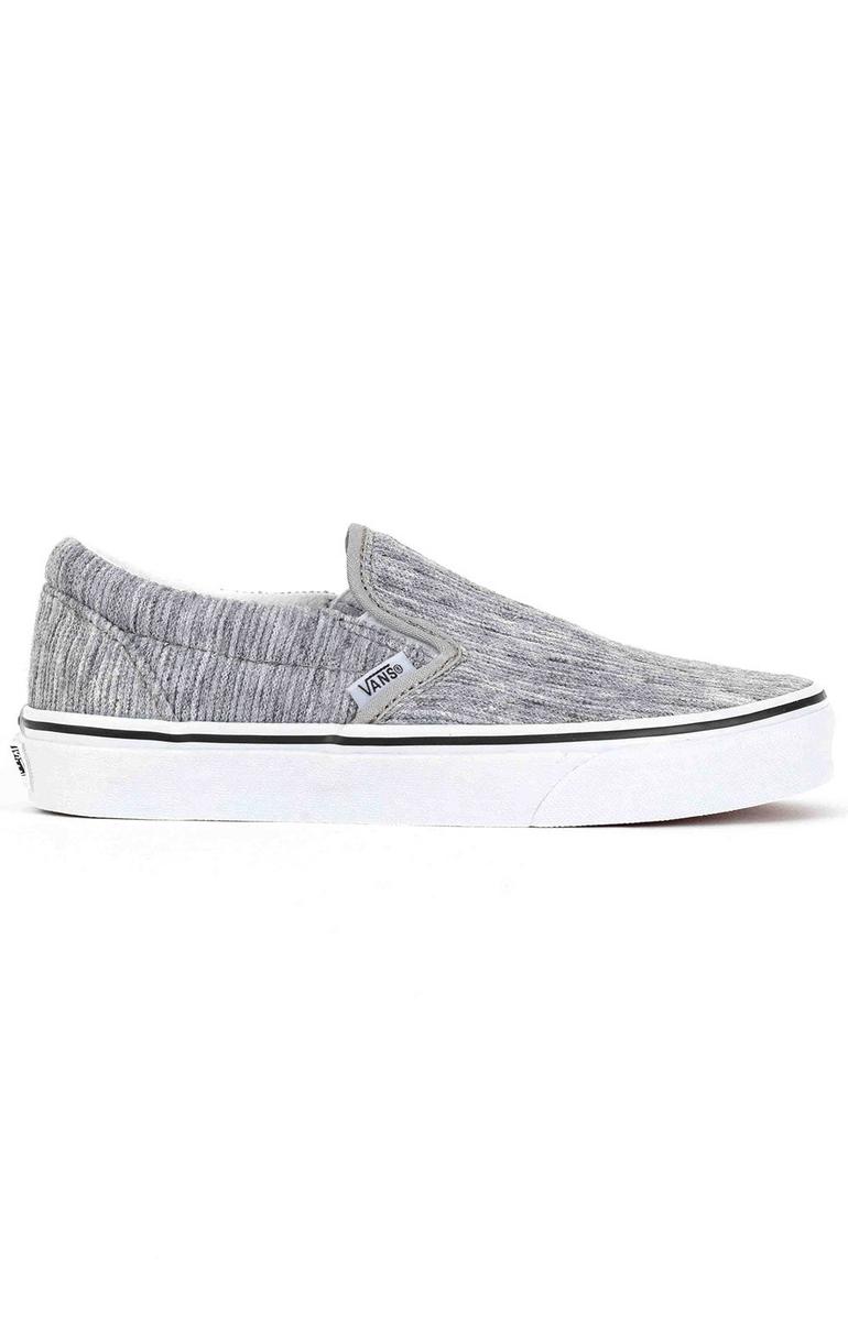 BV3V7B Vans Women's Rib Knit Classic Slip-On Shoes - Stunning Grey/True White