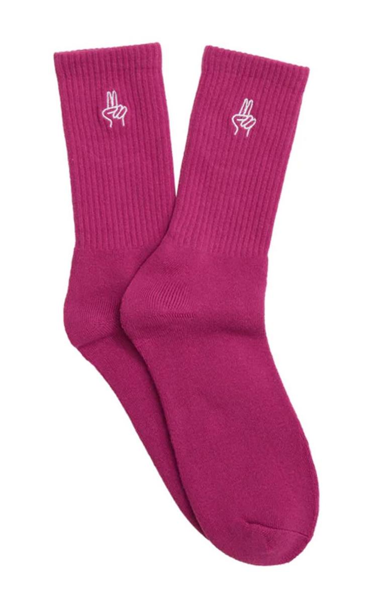 Enchanting Magenta Peace Graphic Tube Socks