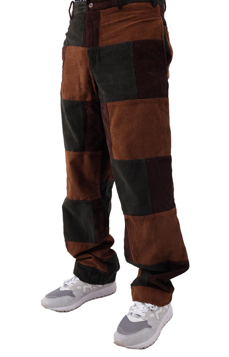 Stylish Brown Multi Corduroy Patchwork Trousers