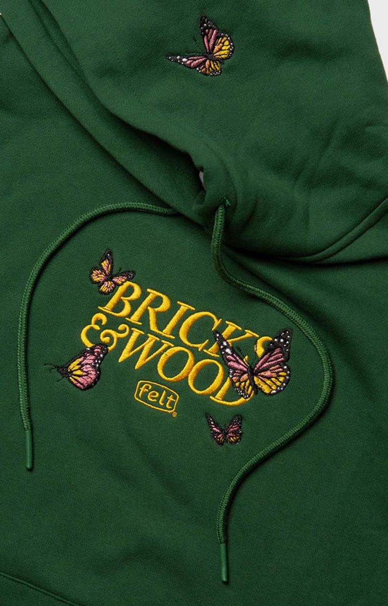 Enchanting Butterfly Graphic Hoodie in Deep Forest Green
