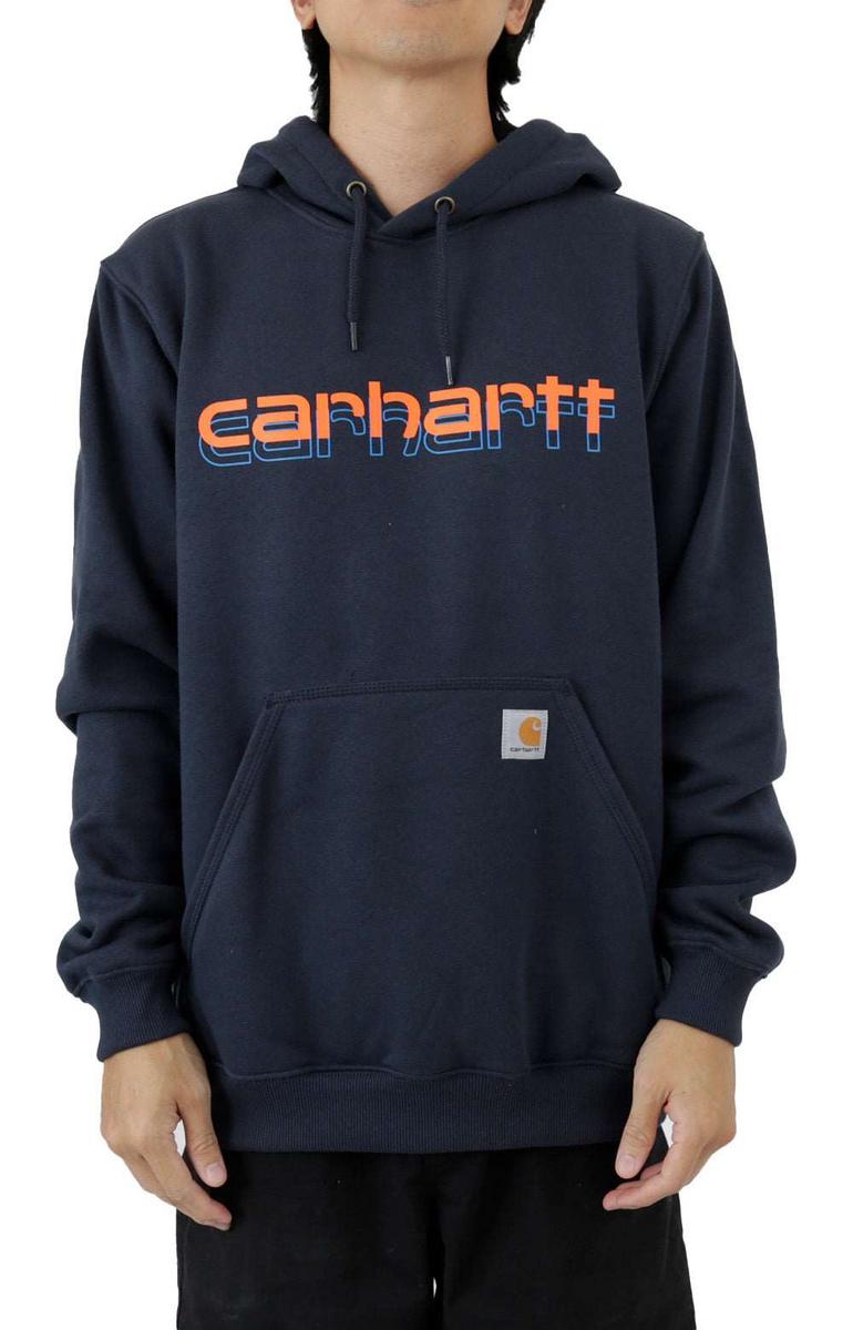 Carhartt's New Navy Rain Defender Loose Fit Midweight Logo Graphic Sweatshirt - A Must-Have!