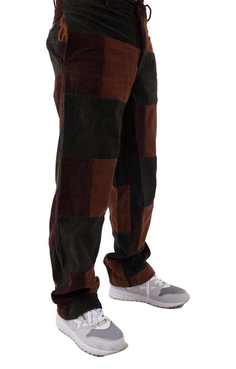 Stylish Brown Multi Corduroy Patchwork Trousers