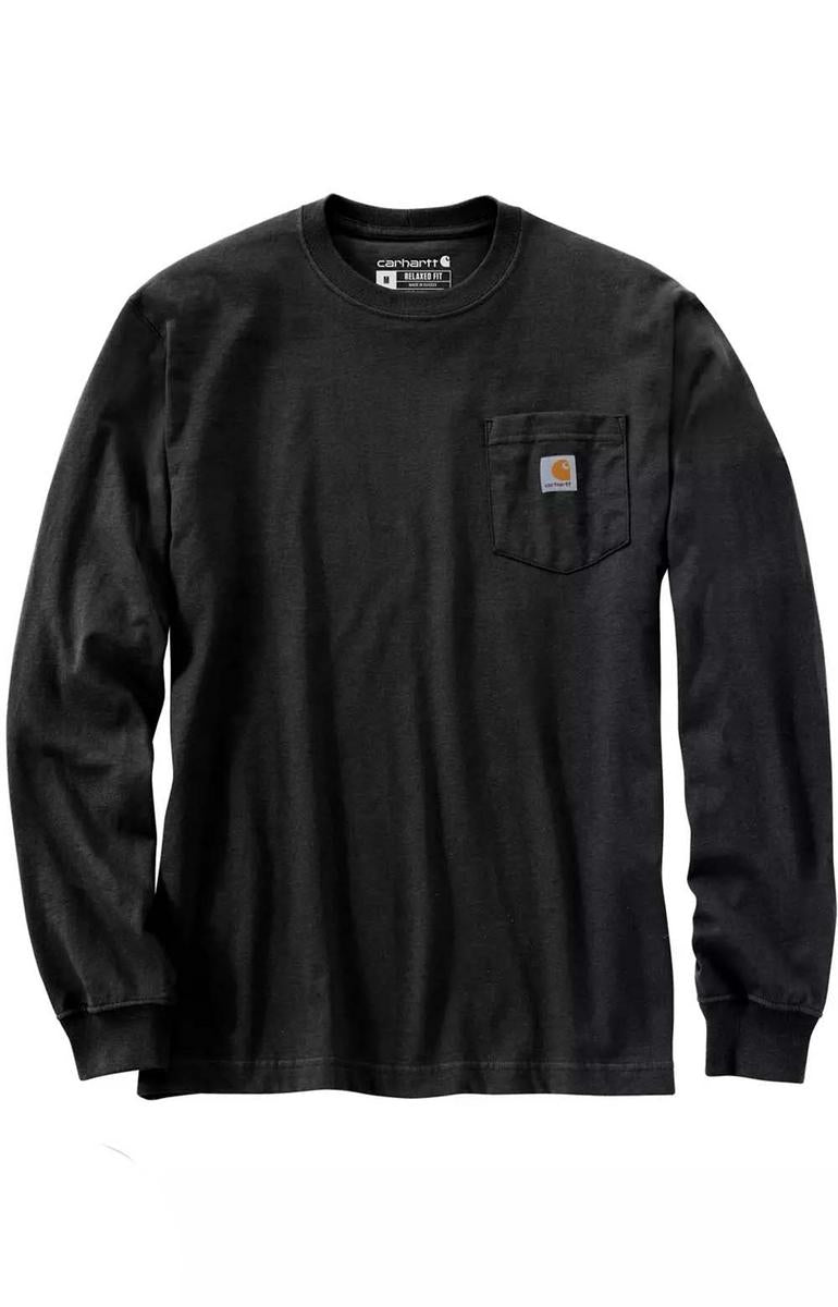 Carhartt's Black Relaxed Fit Long Sleeve Pocket Mountain Graphic T-Shirt - A Must-Have!