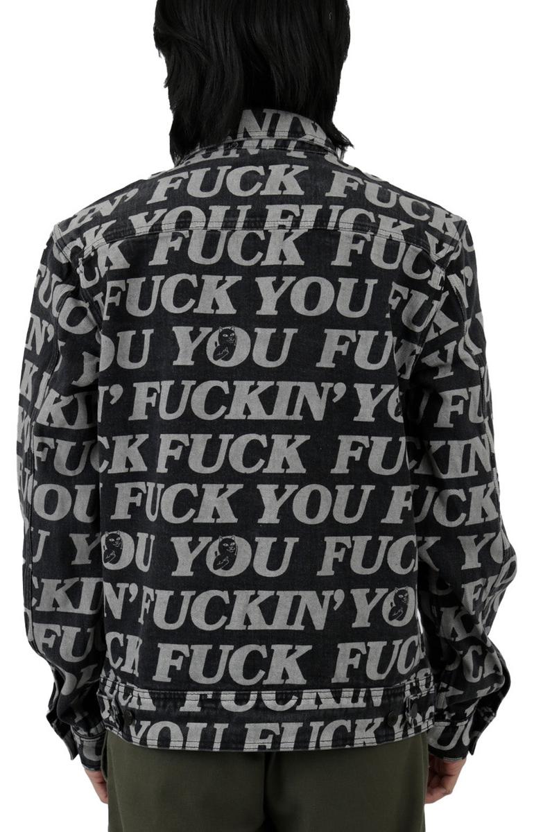 RIPNDIP's Edgy 'F*ckin F*ck' Black Wash Denim Jacket - A Must - Have!