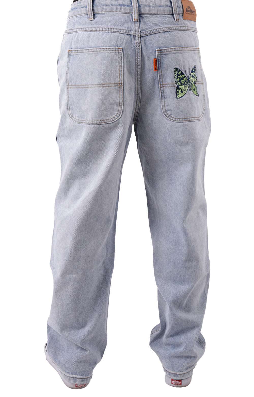 Enchanting Light Blue Butterfly Denim Jeans
