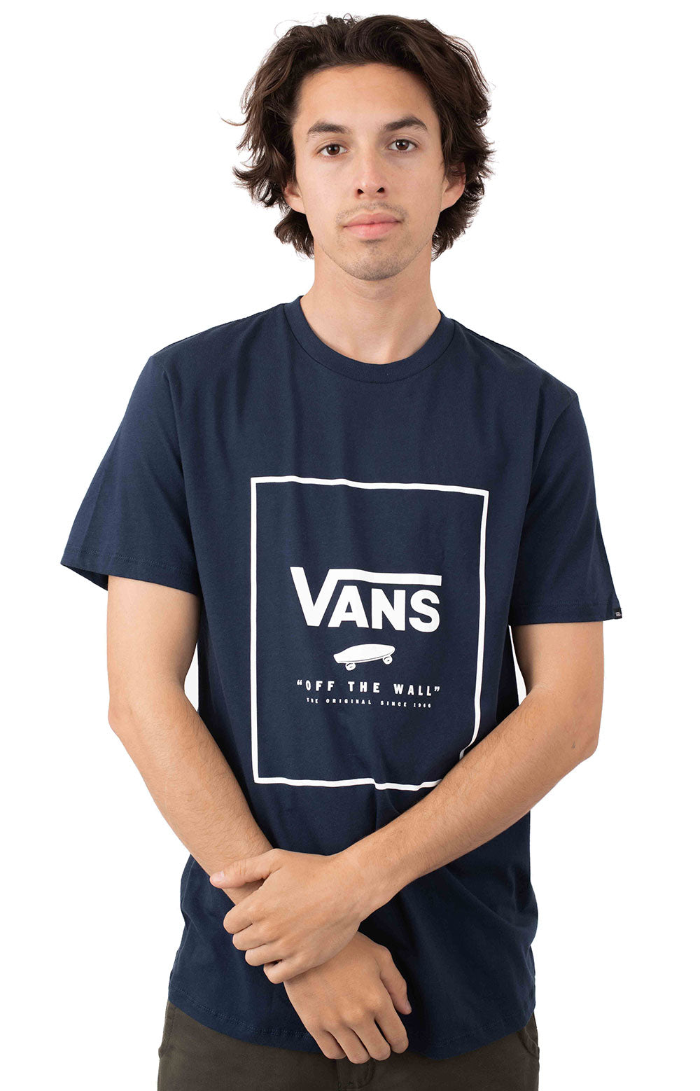 Stunning Print Box T-Shirt in Dress Blue/White