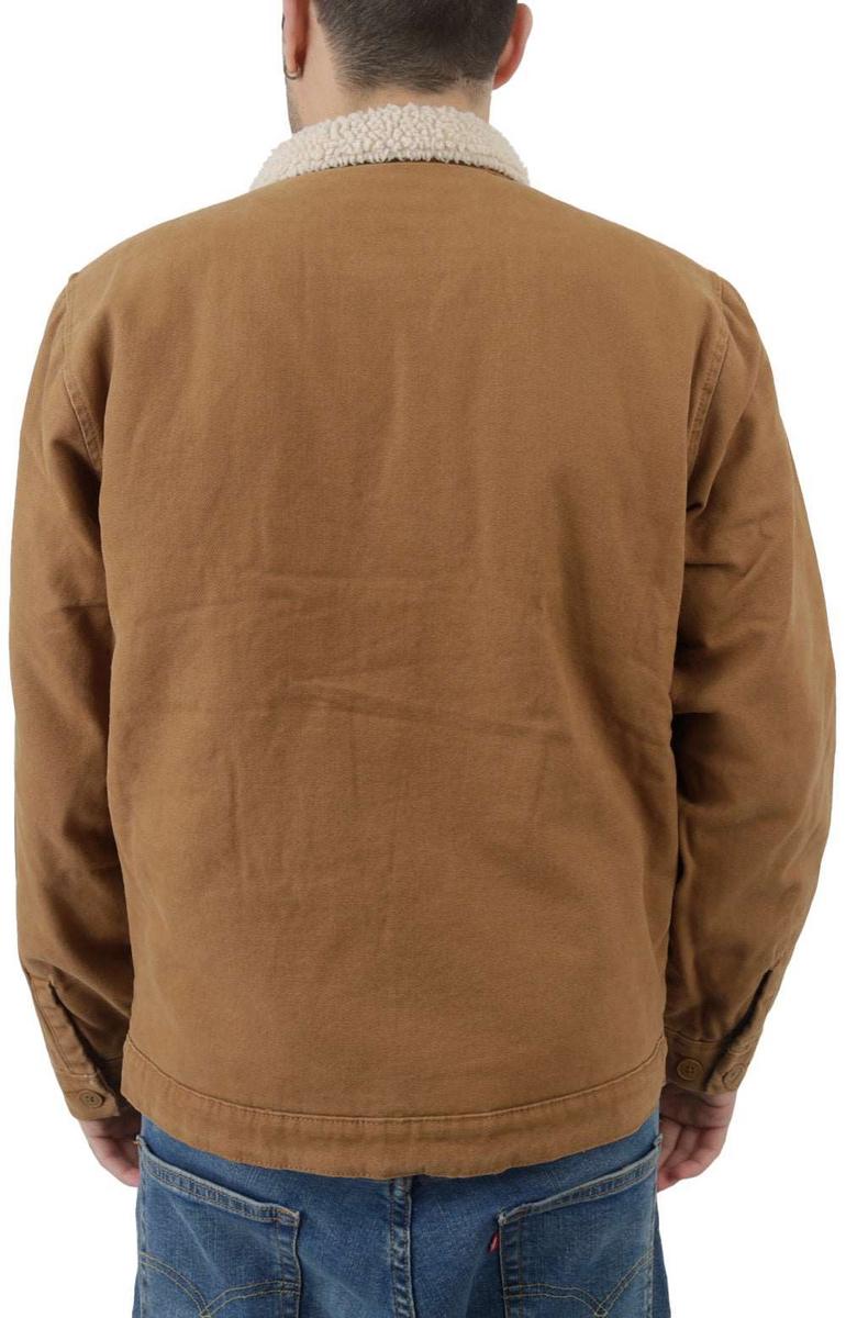 Dickies Stonewashed Brown Duck Canvas High Pile Fleece Jacket - TJR04SBD