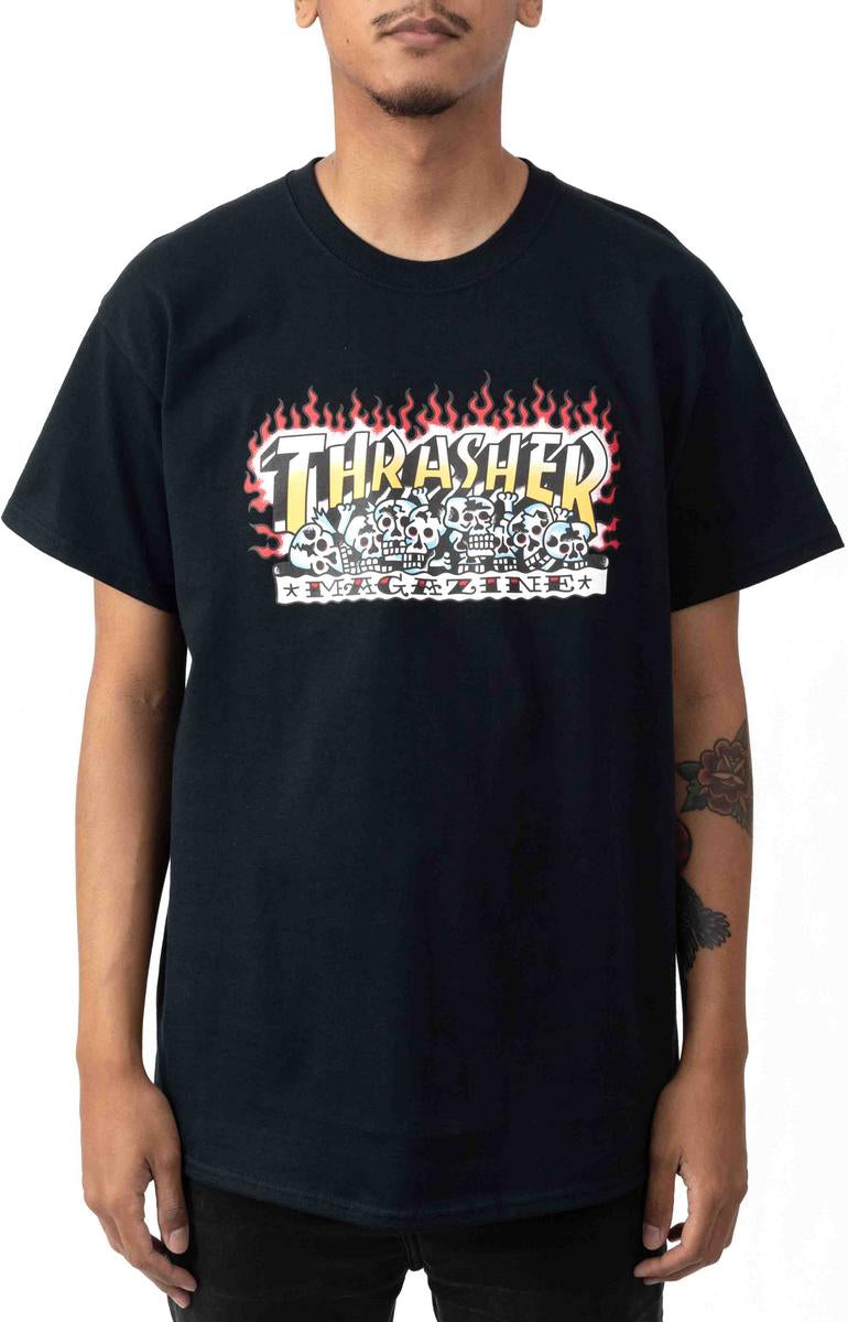 Thrilling Thrasher Krak Skulls Tee in Classic Black