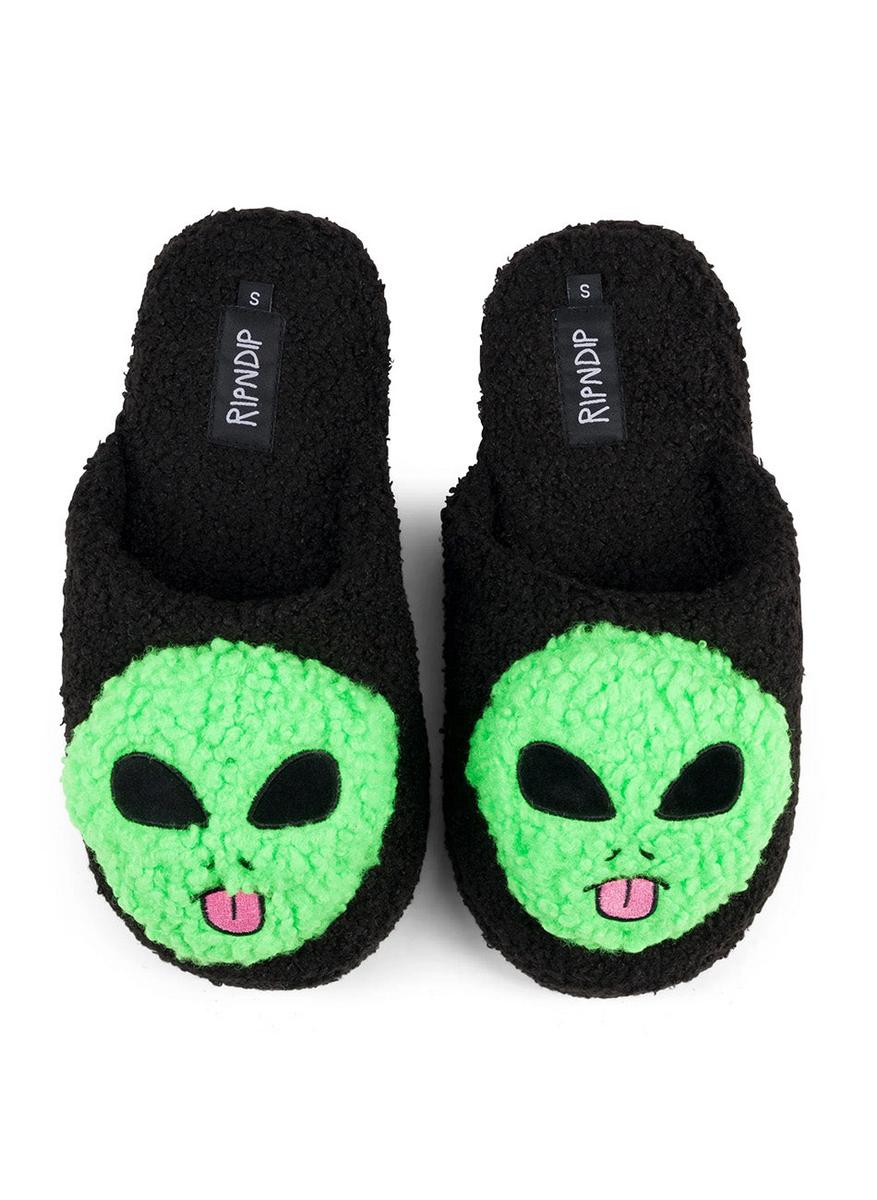 Alien Lord Black Indoor Plush Face Slippers - Must - Have Comfort!