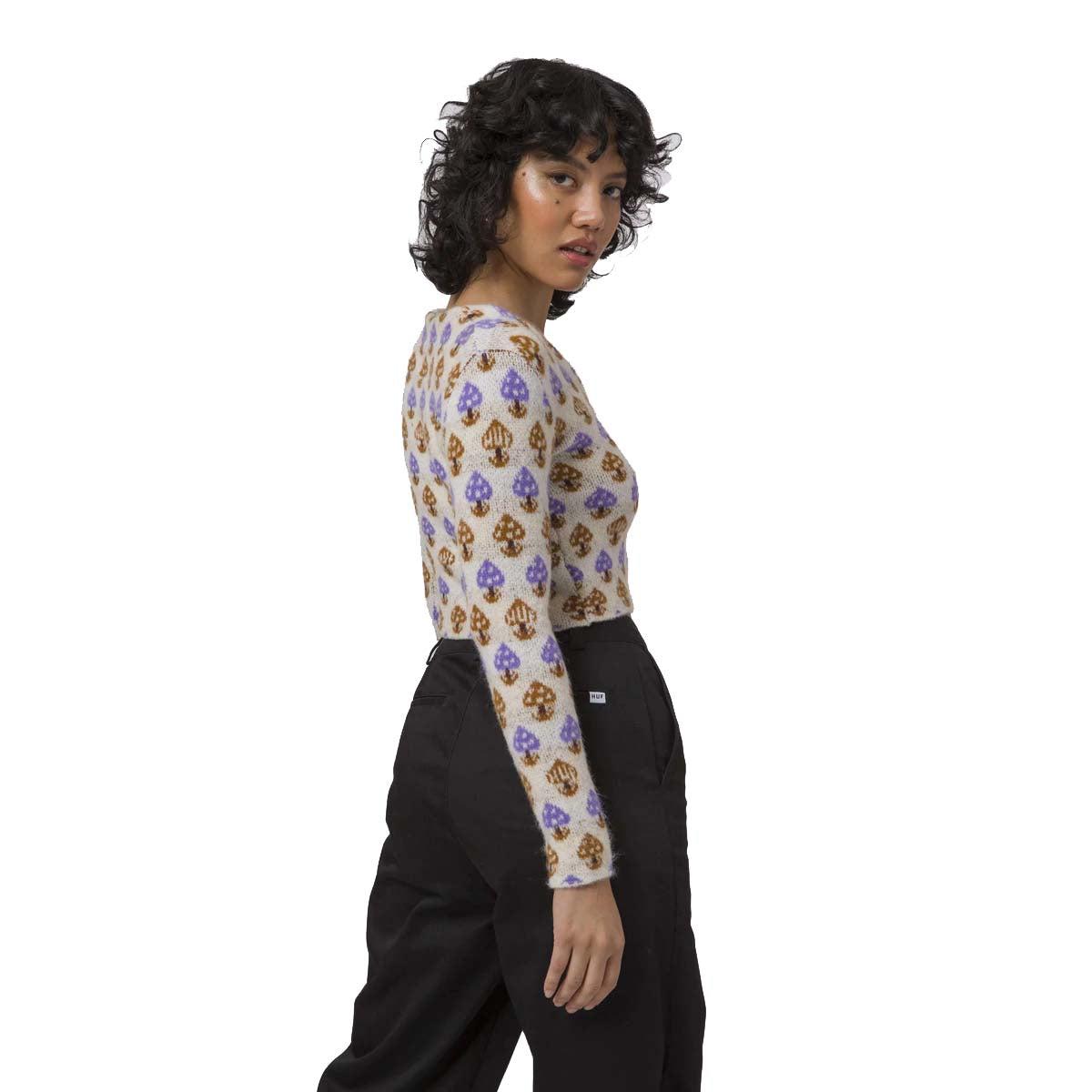 Huf Women's Enchanting Shroom Jacquard Cropped Cardigan - Off White
