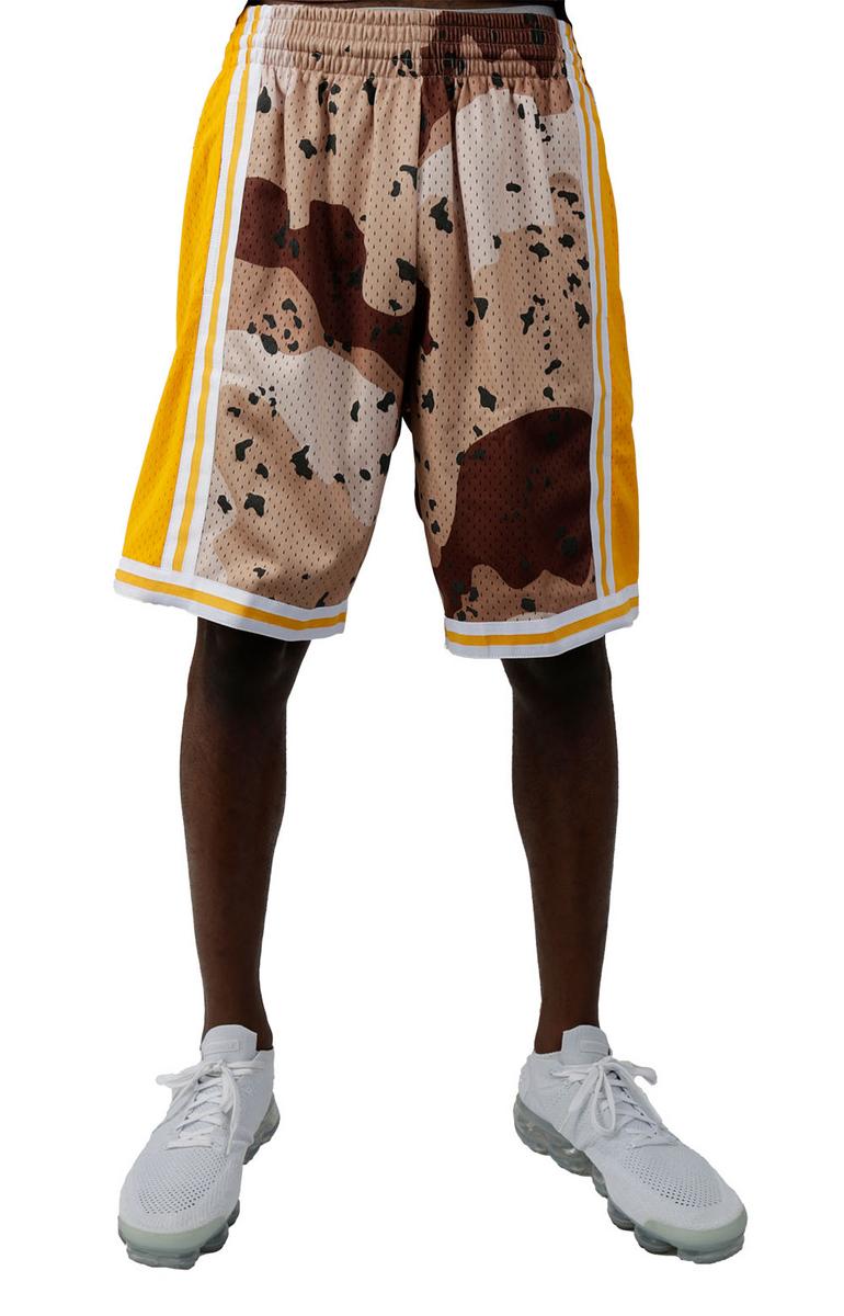 Unleash Your Inner Legend: NBA 1984 Lakers Camo Reflective Swingman Shorts