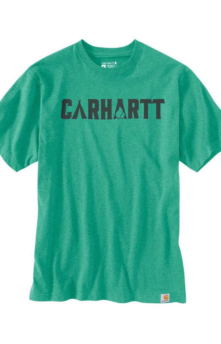 Carhartt Sea Green Heather Relaxed Fit Graphic Short Sleeve T-Shirt - Must-Have for Comfort Lovers!