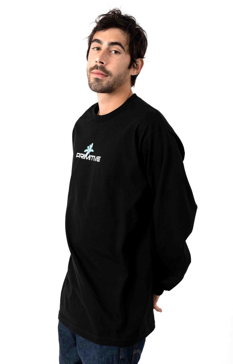 Stunning Black Botanical Long-Sleeve Shirt