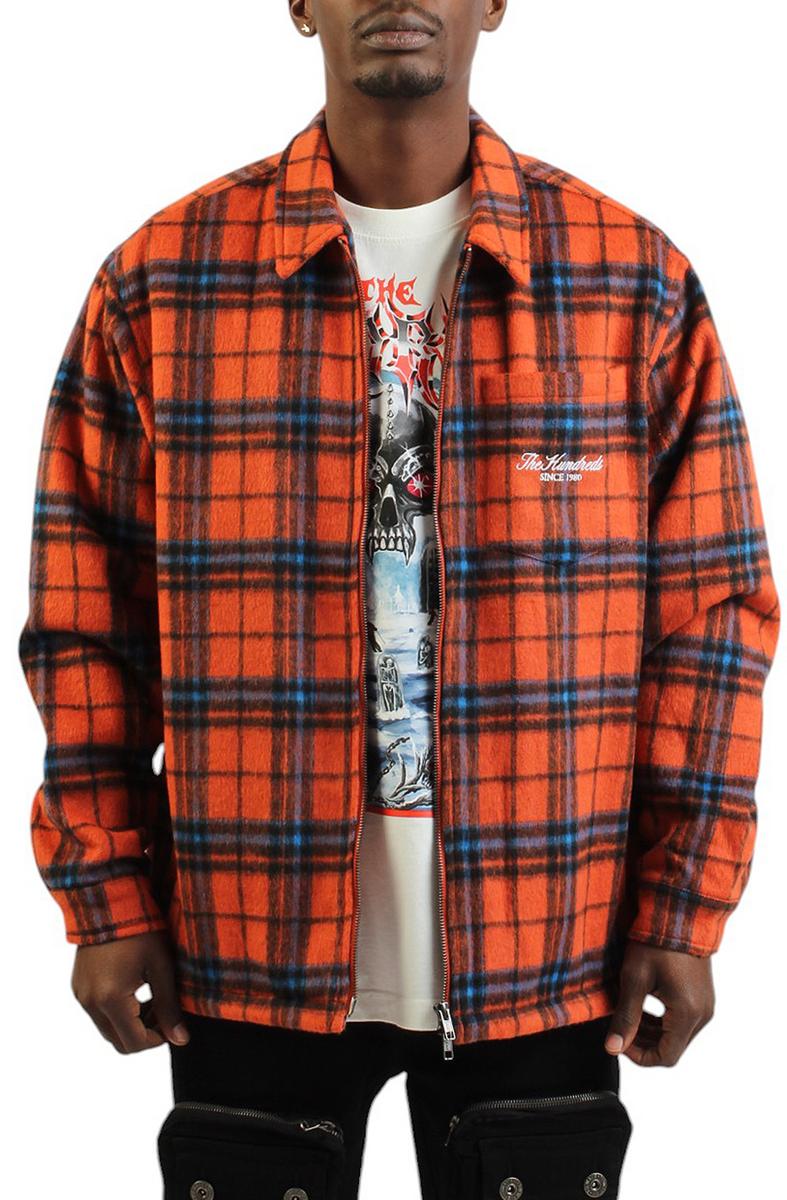 Seville Orange Plaid Woven Shirt - A Bold Urban Statement