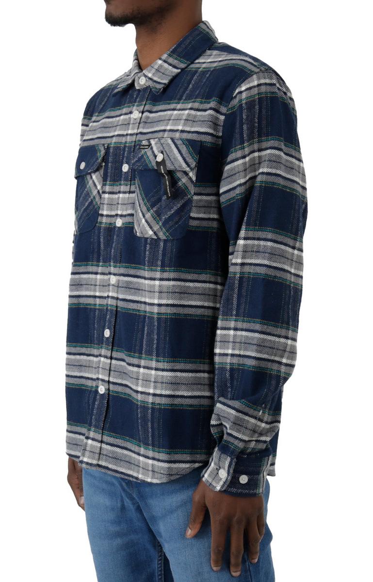 Brixton Bowery Long Sleeve Flannel - Moonlit Ocean & Grey: Your Cozy Essential