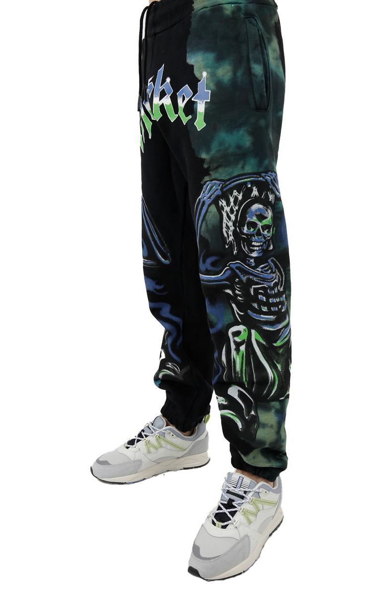 Eye-Catching Glow-in-the-Dark Black Tie-Dye Sweatpants