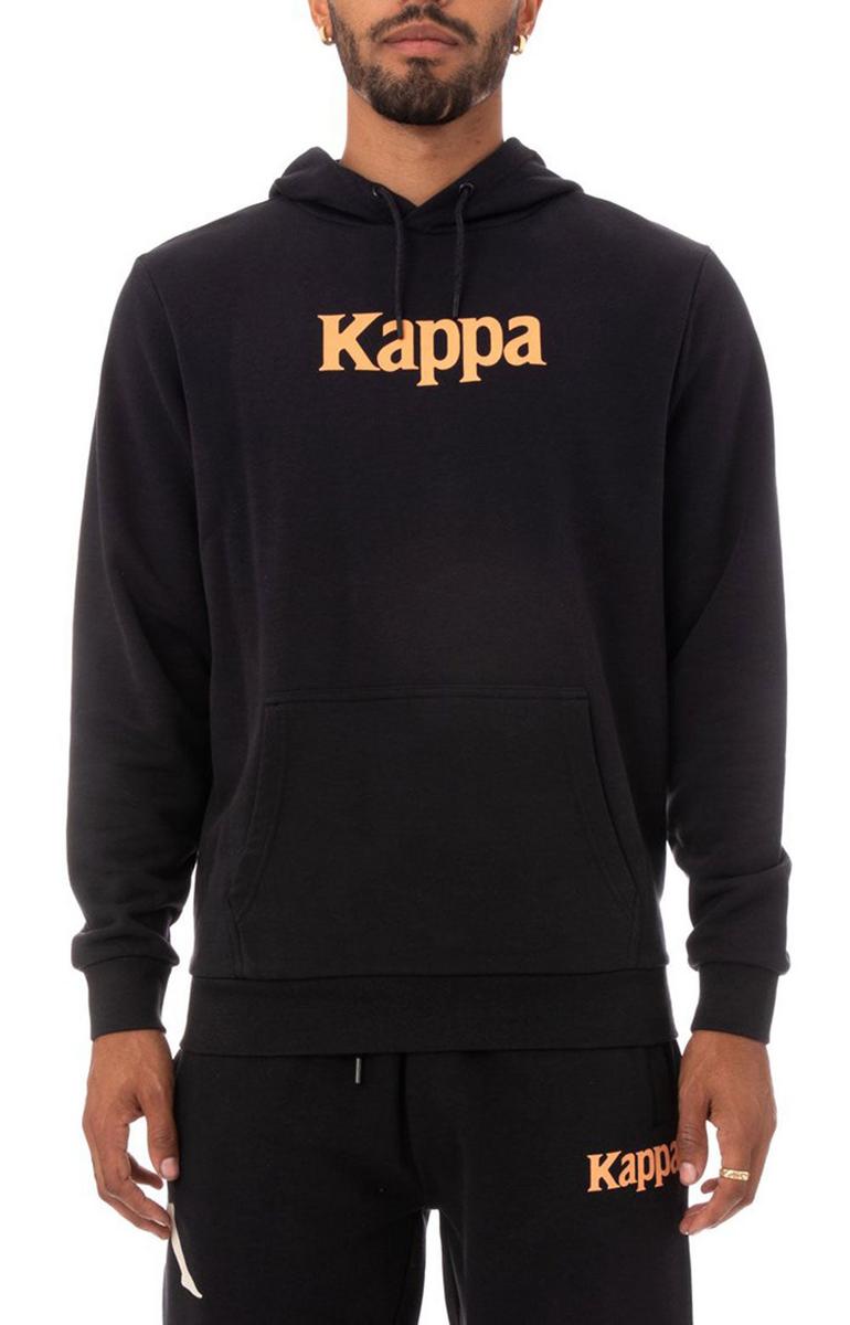 Stunning Authentic Haris Pullover Hoodie in Black Smoke/Orange Salmon