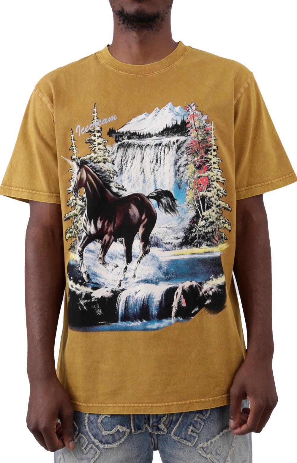Enchanting Unicorn Short Sleeve Knit Tee in Buckthorn