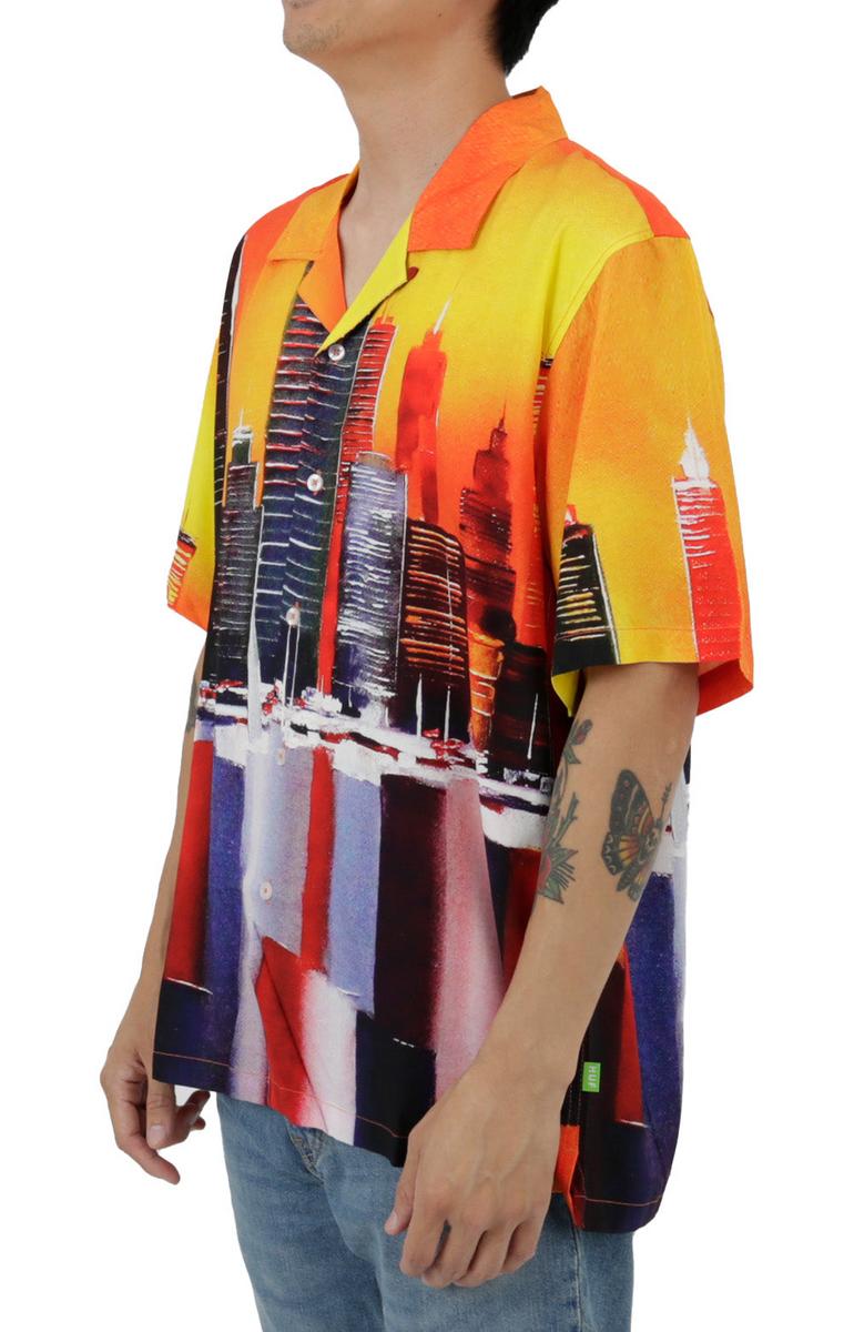 Stunning Urban Skyline Camp Collar Shirt