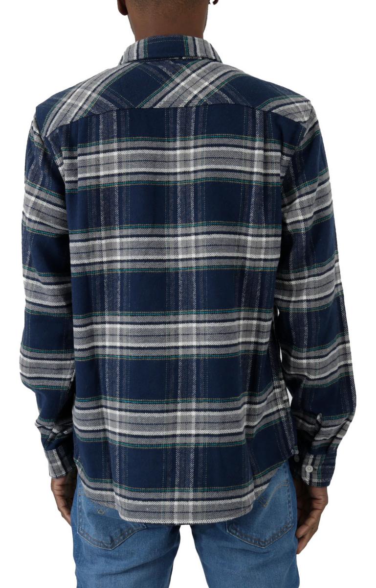Brixton Bowery Long Sleeve Flannel - Moonlit Ocean & Grey: Your Cozy Essential