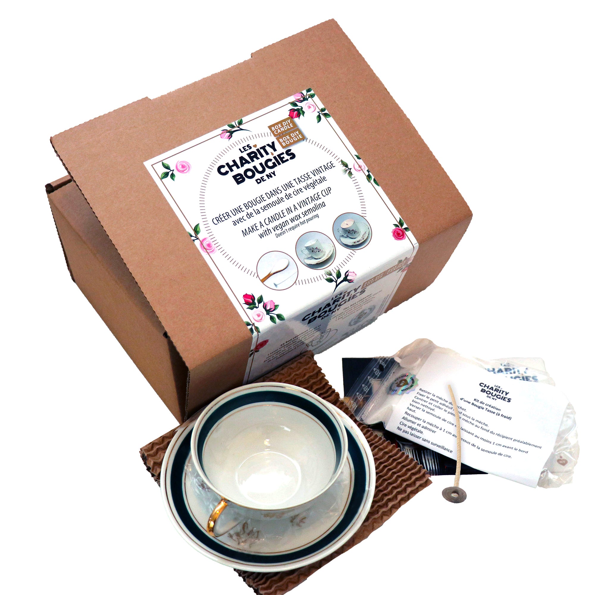 Amazing DIY Candle Kit with Vintage Porcelain Cup