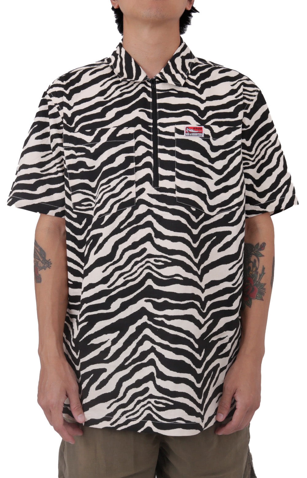 Stunning Zebra Half-Zip Shirt in White/Black - Grab Yours Now!