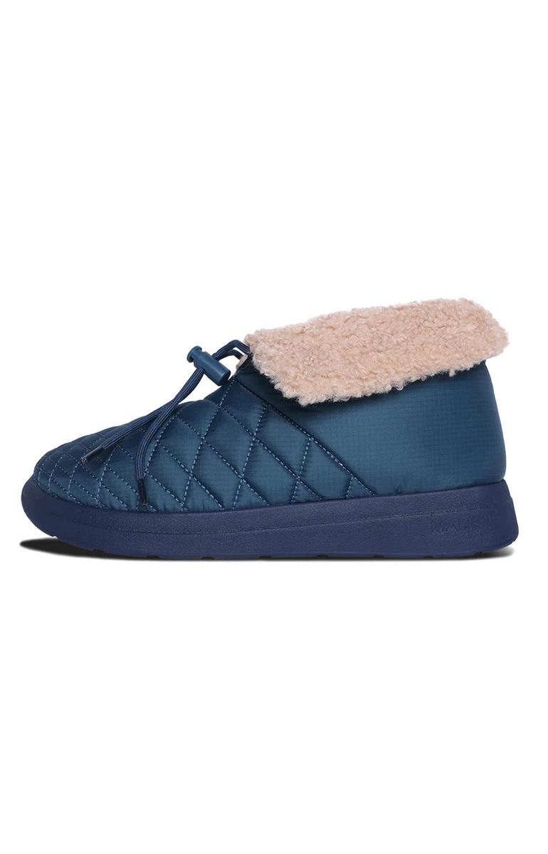 Malibu Sandals Little Dume Hi-Top Slipper Boots in Stunning Marine Blue/Beige