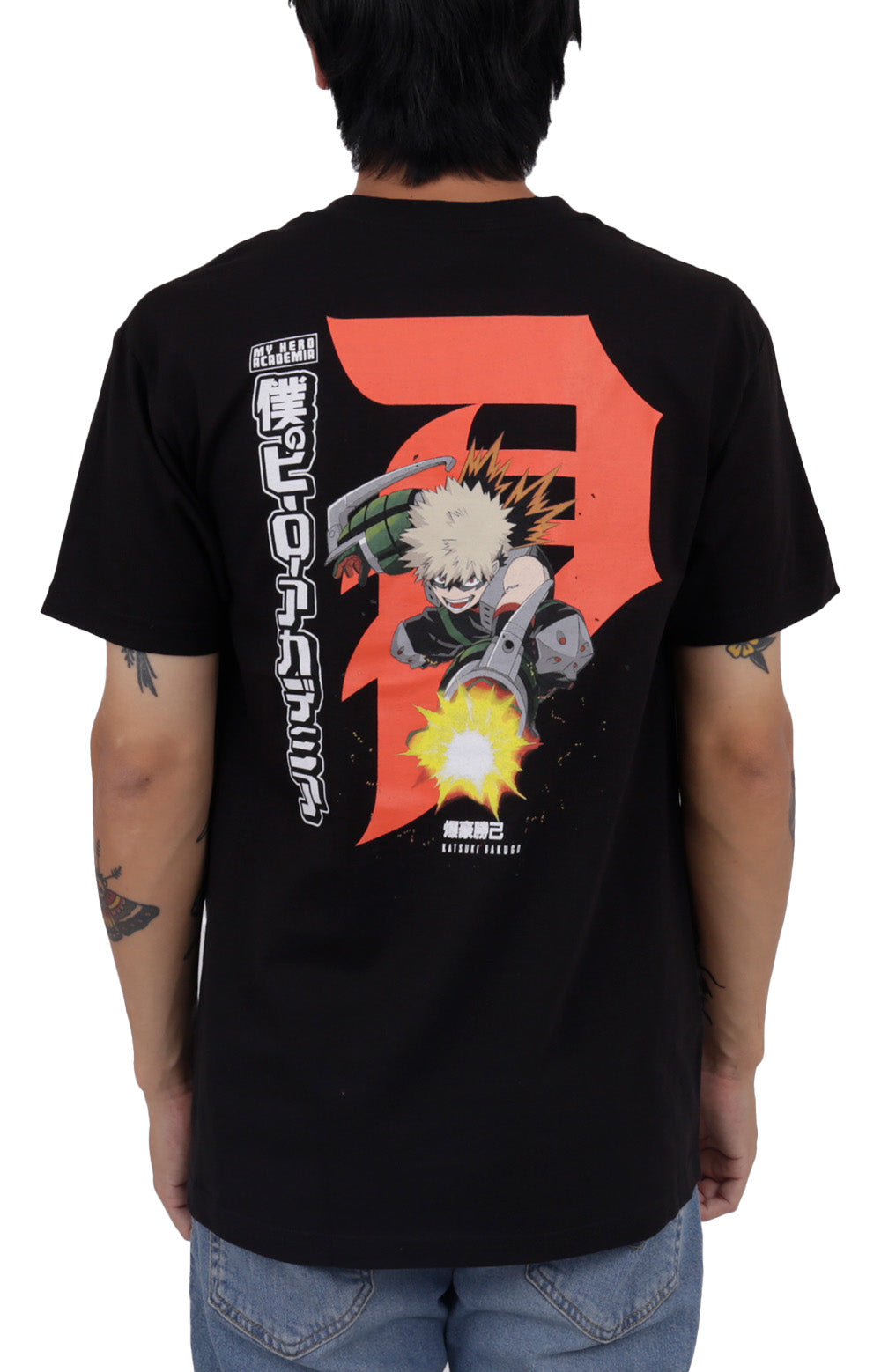Primitive x My Hero Academia's Dynamite Katsuki Bakugo Black T-Shirt with Stunning Embroidered Logo