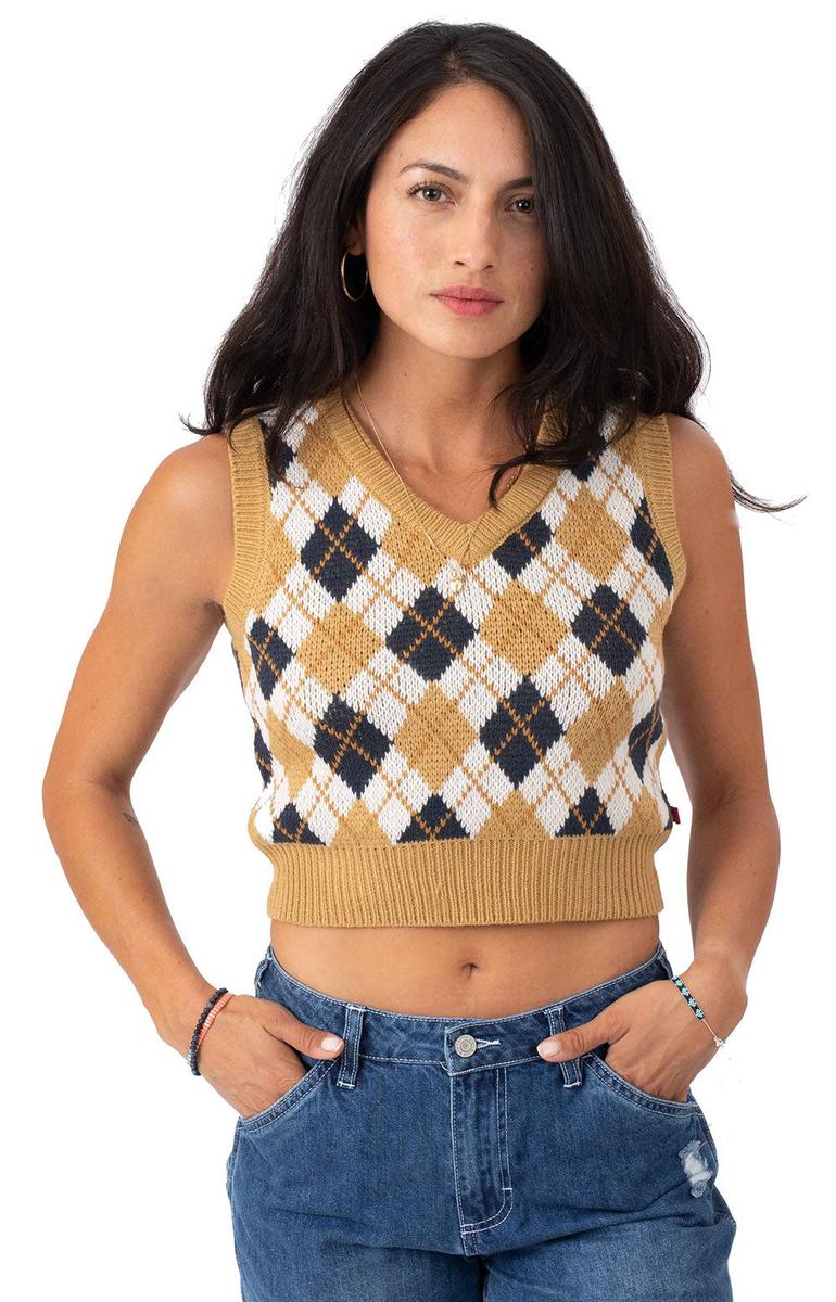 Gorgeous Ginger Cream Argyle V-Neck Sweater Vest