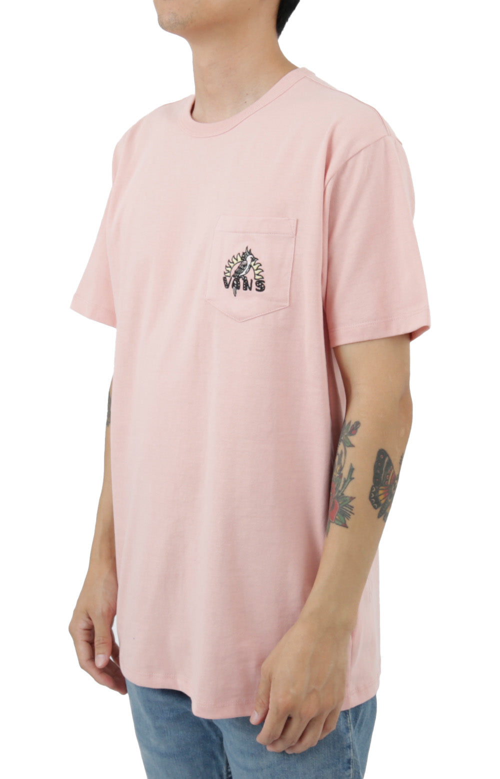 Stunning Off The Wall Graphic Pocket T-Shirt in Mellow Rose