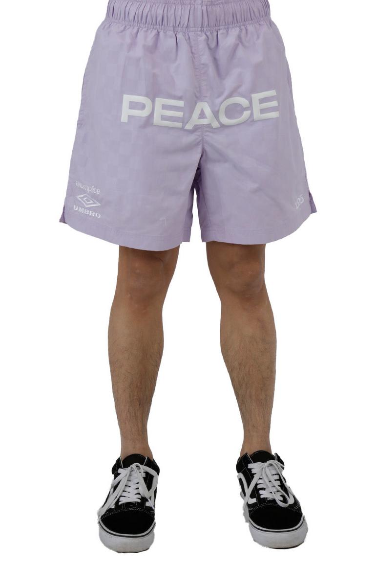 Akomplice x Umbro Pastel Lilac Peace Checkboard Shorts - Irresistible Style!