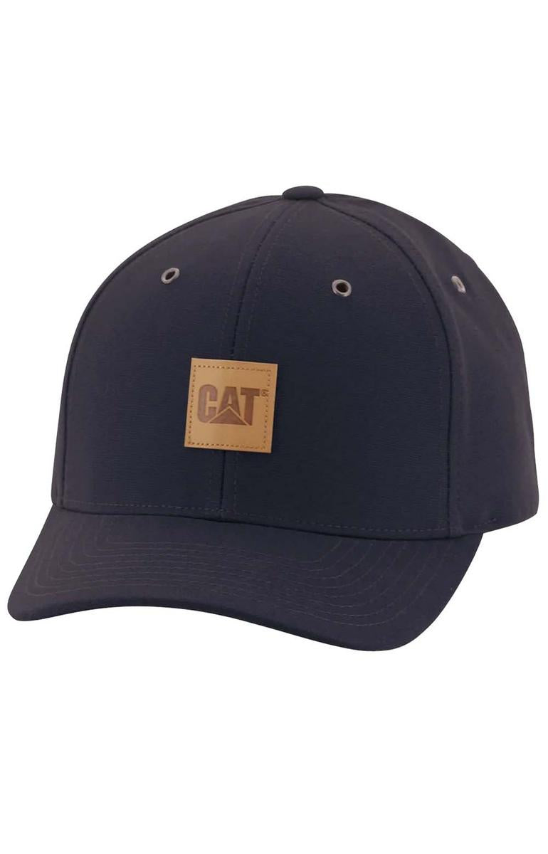 Stunning Caterpillar Black Leather Patch Snapback Cap